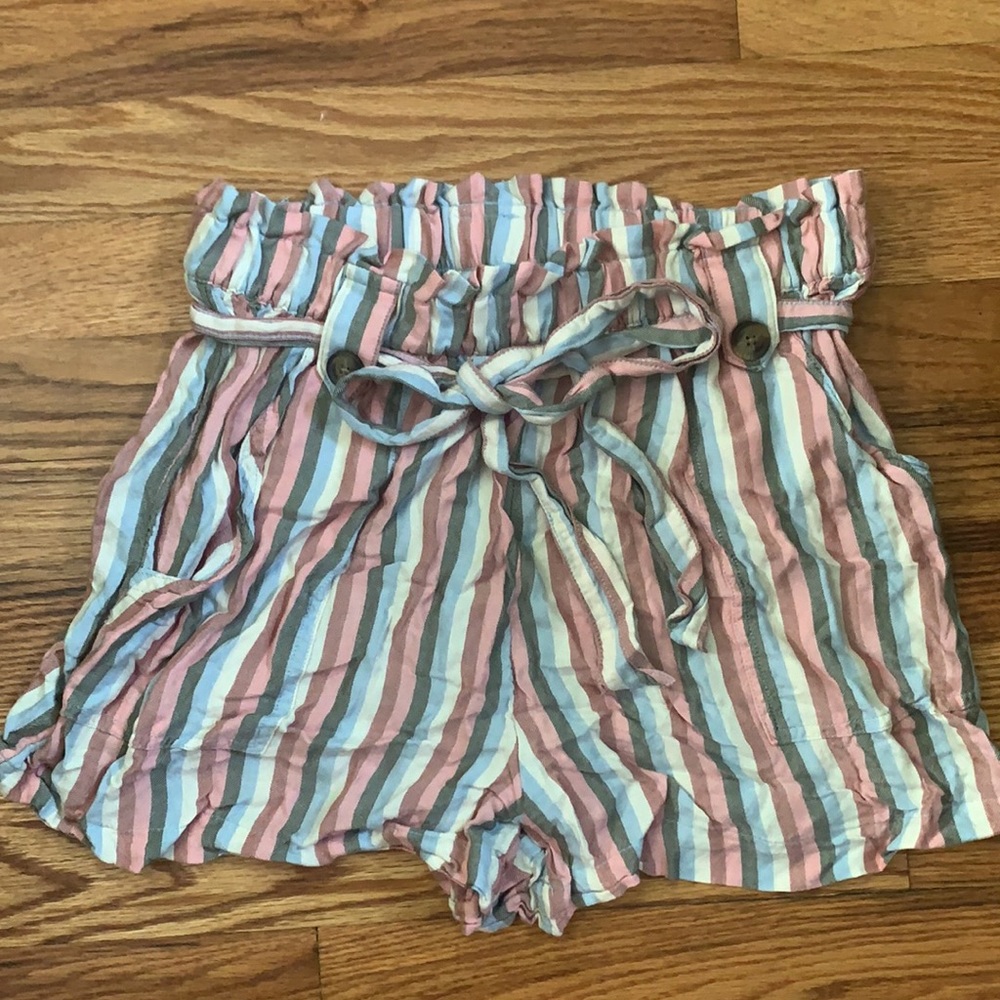 American Eagle Outfitters Striped Paper bag Tie Shorts